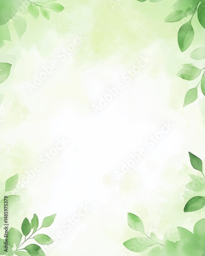 Watercolor Green Leaves Background