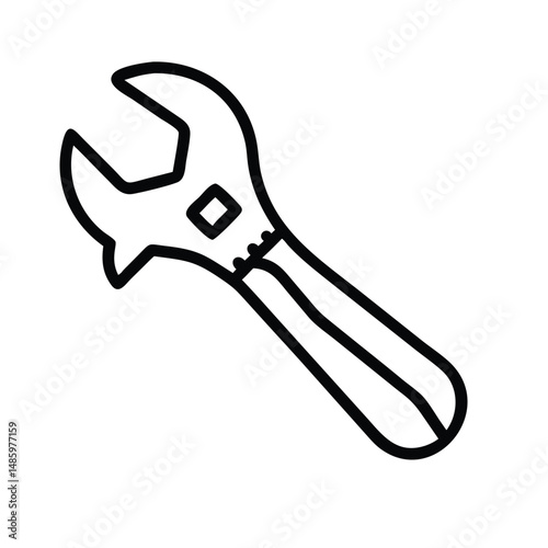 adjustable spanner line art vector 