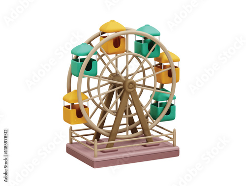Ferris wheel icon 3d render illustration. Ferris wheel illustration 3d render