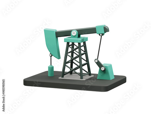 oil pump jack 3d rendering illustration. Fuel drilling oil pump jack illustration 3d