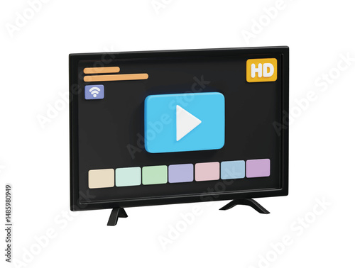 Led Smart TV icon 3d rendering illustration. HD Smart LED TV icon illustration 3d render