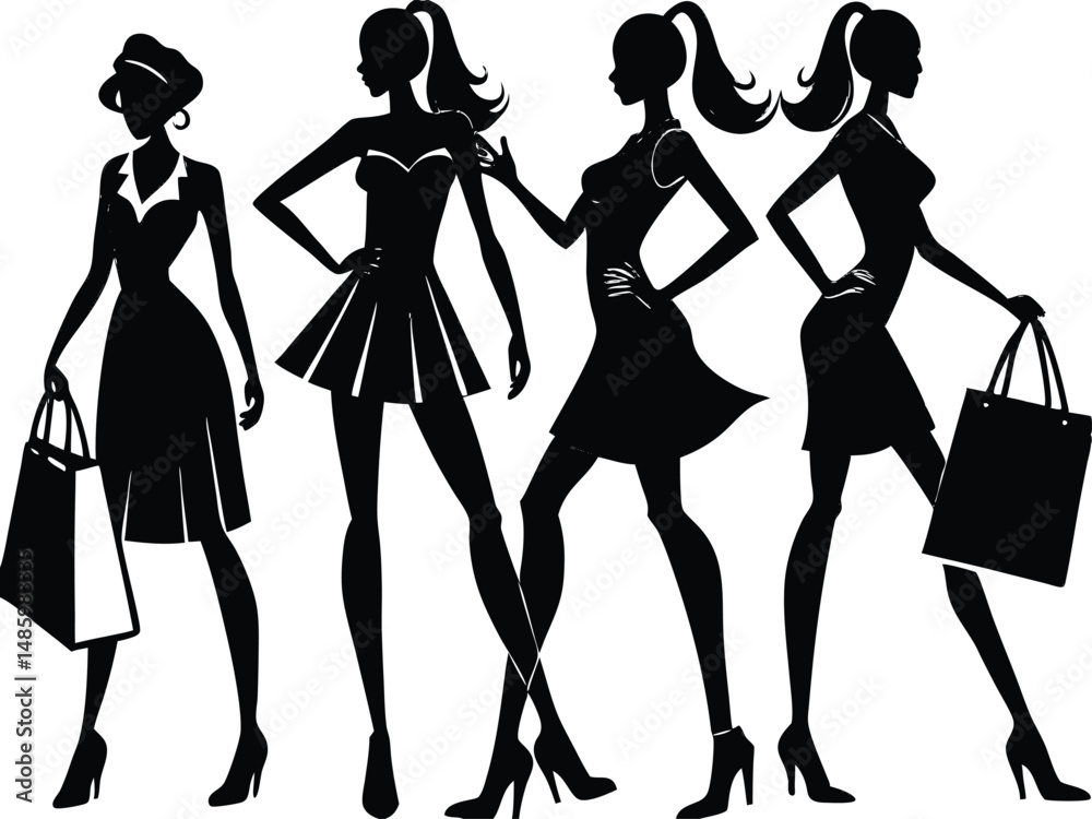 Female Silhouettes Shopping Vector Pack Female Silhouettes Shopping Vector Pack