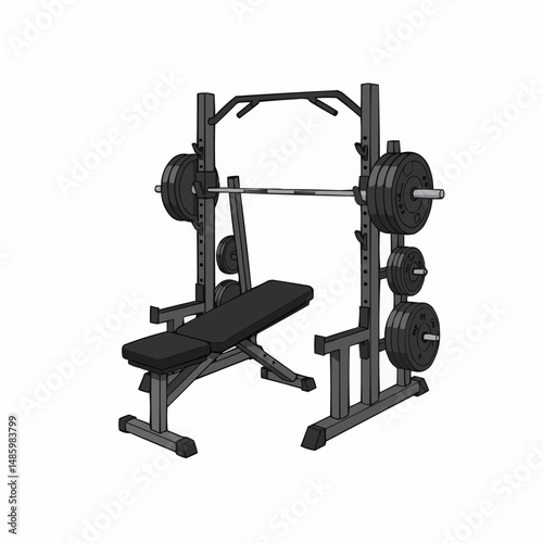 Barbell weight rack, gym equipment, weightlifting, with weights, pull-up bar
