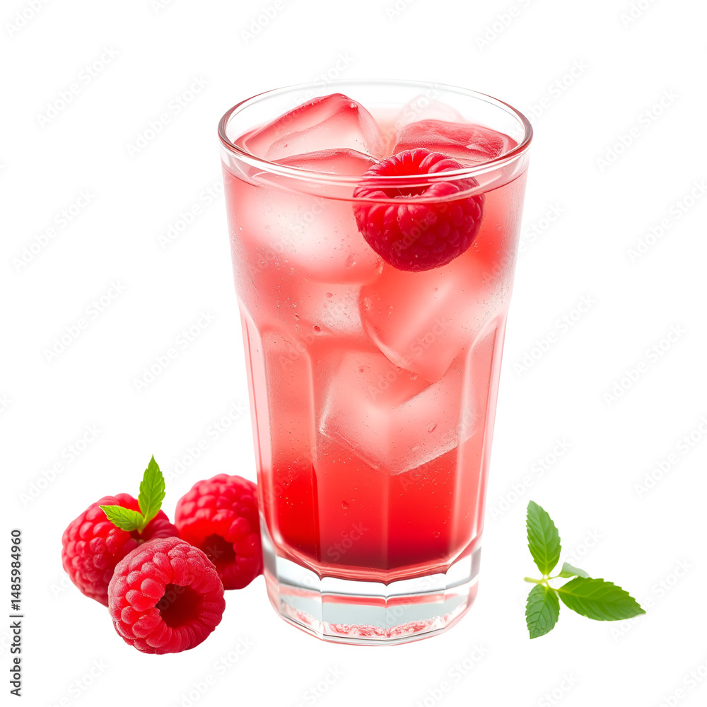 A glass of chilled raspberry juice with ice cubes and condensation on the glass, a few raspberries beside it, isolated on white background, photorealistic
A glass of chilled raspberry juice with ice cubes and condensation on the glass, a few raspberries beside it, isolated on white background, photorealistic