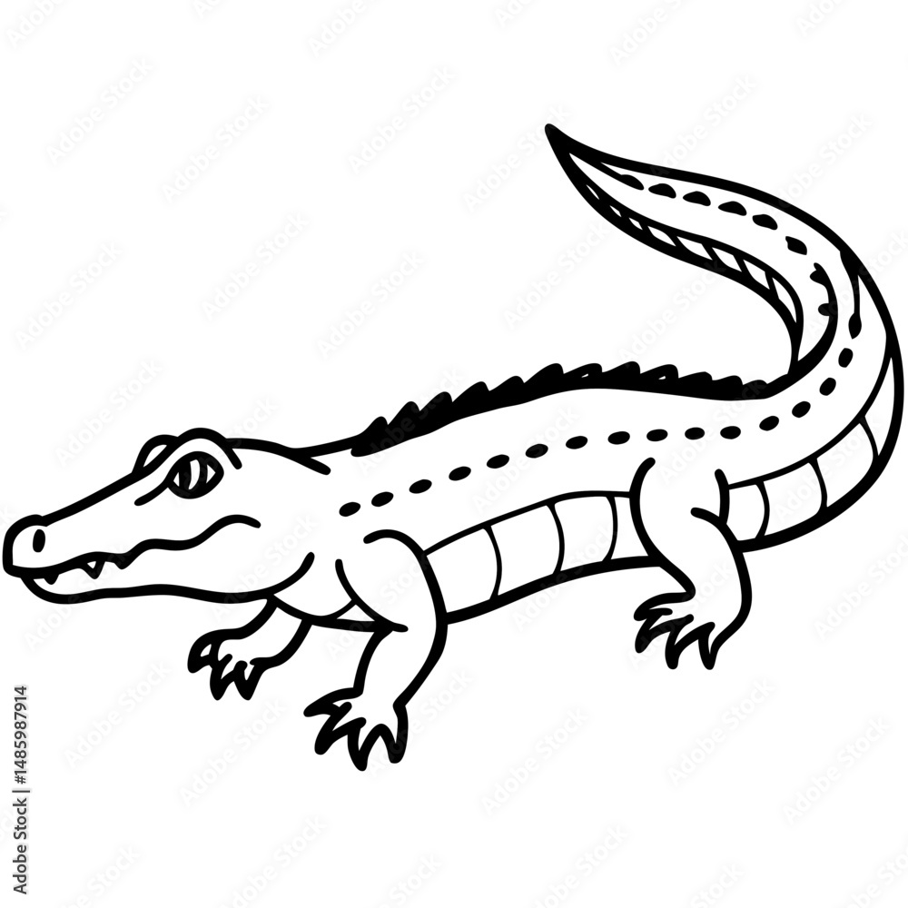 Fototapeta premium Emerald Crocodile Outline Vector