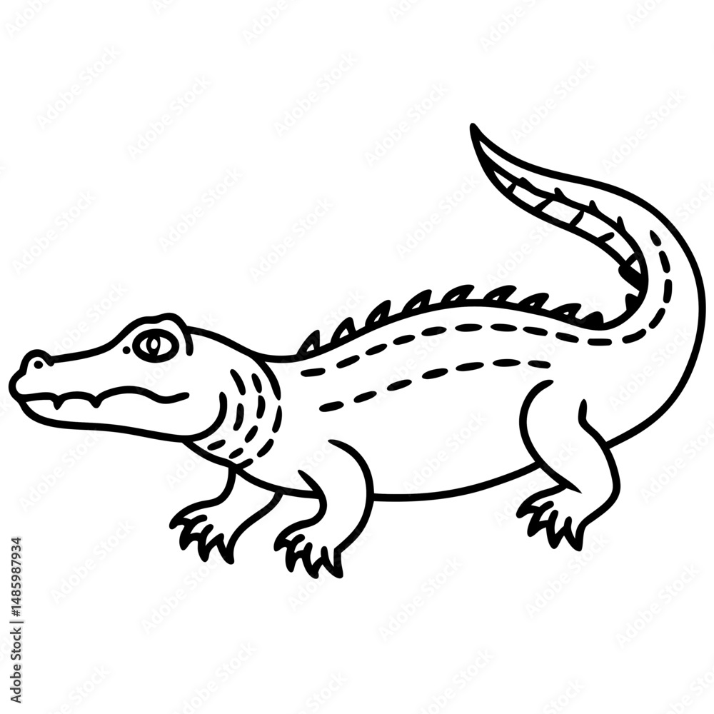 Naklejka premium Emerald Crocodile Outline Vector