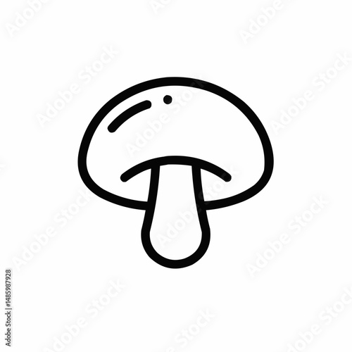 Simple line art shows a rounded mushroom with vertical lines at the bottom