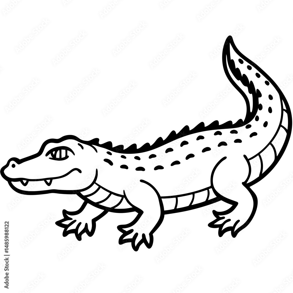 Fototapeta premium Emerald Crocodile Outline Vector