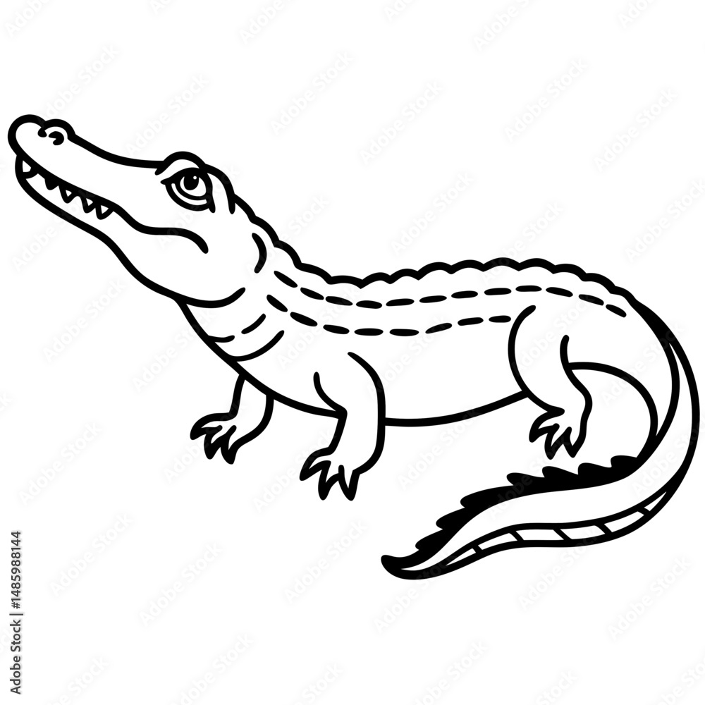 Fototapeta premium Emerald Crocodile Outline Vector