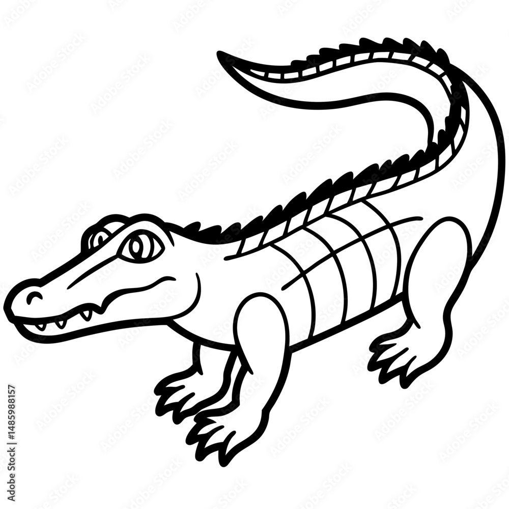 Fototapeta premium Emerald Crocodile Outline Vector