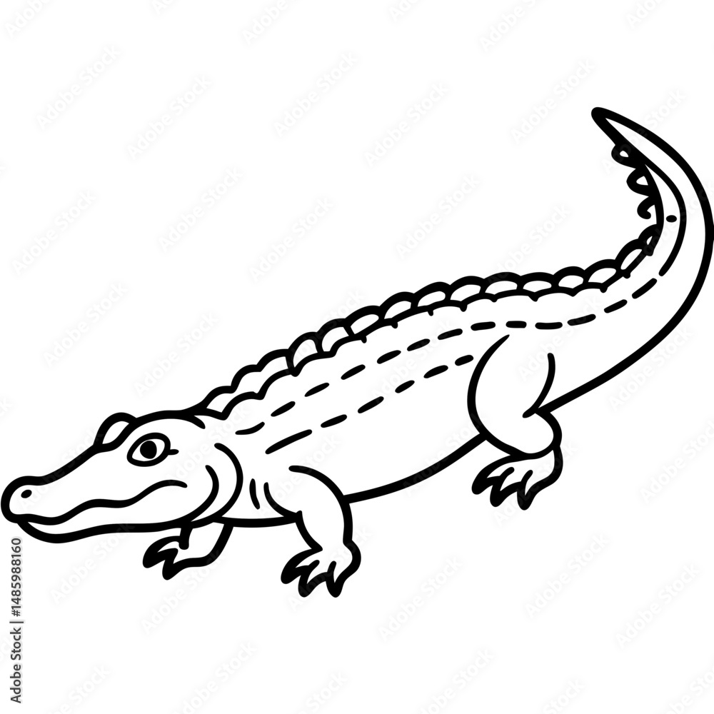 Naklejka premium Emerald Crocodile Outline Vector