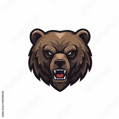A fierce bear with deep, glaring eyes. Shades of brown fur dominate its design