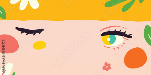 A stylized artistic illustration, close up captures the serene beauty of a woman with closed eyes. The artwork focuses on facial features, portraying peacefulness and introspection.