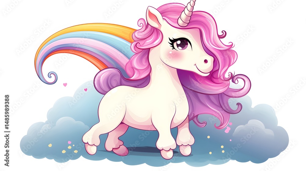 Fototapeta premium Sweet Unicorn with Stuffed Animal Vector Illustration for Kids Design Projects