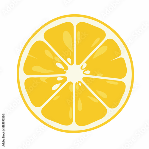 Close-up view of sliced yellow lemon, peel & pulp, on a white background