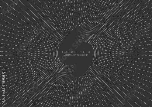 Wall Mural Grey dynamic swirling dotted lines abstract futuristic tech background