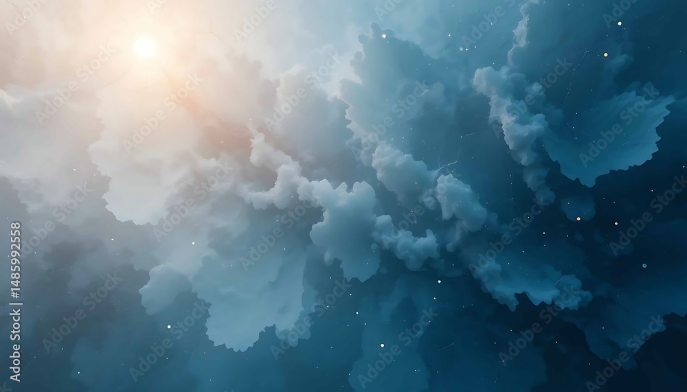 Naklejka premium Textured digital art with soft radiance in cool tones, abstract gradient feel