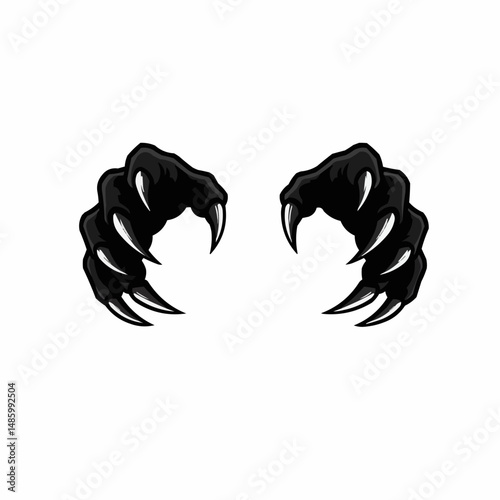 Black claw hands, rendered in vector art,  show menacing,  sharp talons
