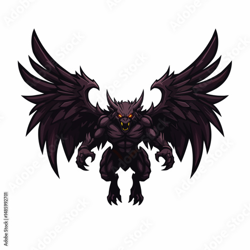 Dark winged monster with piercing golden eyes and sharp fangs is revealed