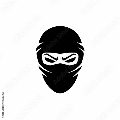 Stylized, black gorilla face in the lower right quadrant of a white background image