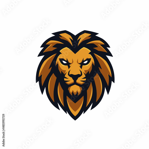 Strong lion graphic illustration. Fierce gaze and bold mane. Great for logo or emblem
