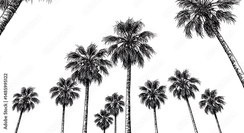 Fototapeta premium Palm Canopy's Embrace AI Generated