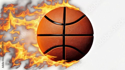 Fiery Basketball:  A blazing image of a basketball engulfed in flames, symbolizing intense competition and burning passion for the game.