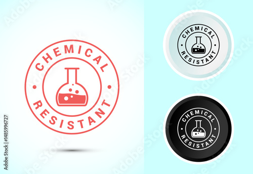 Chemical resistant icon design illustration, Chemical resistant sign symbol in color black and white