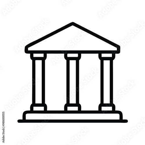 bank building with pillars line art 