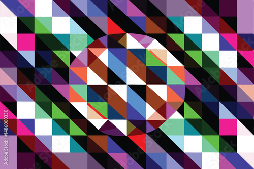 Abstract geometric composition with transparency and colorful triangle shapes on white