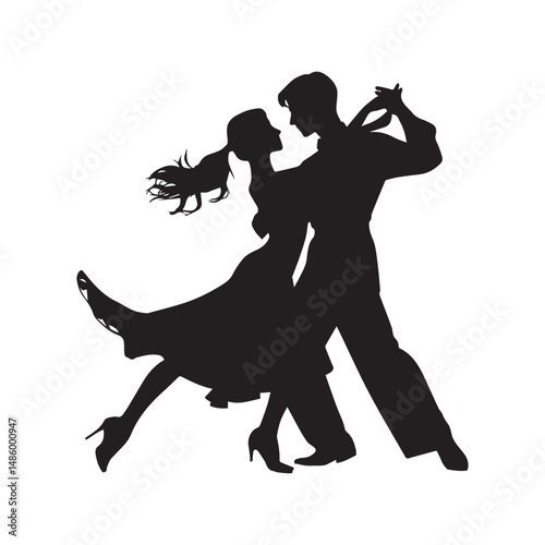 dancing silhouette, editable vector image