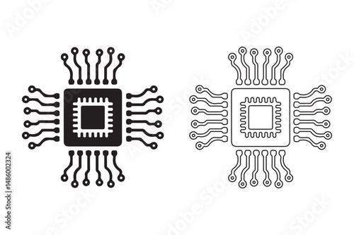 A Detailed Representation of a Microchip The Core of Modern Electronic Devices and Technological Innovation.