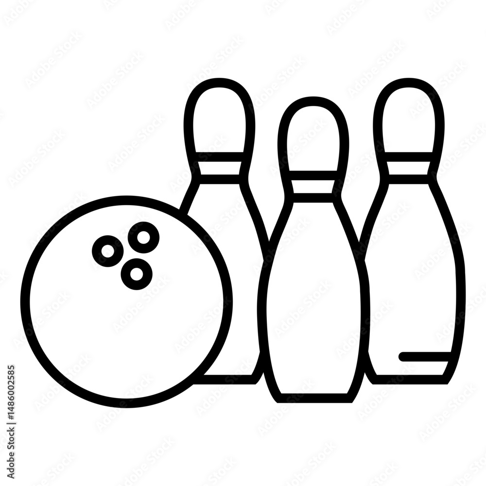 Fototapeta premium Bowling ball and pins icon