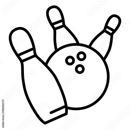Bowling ball hitting pins icon