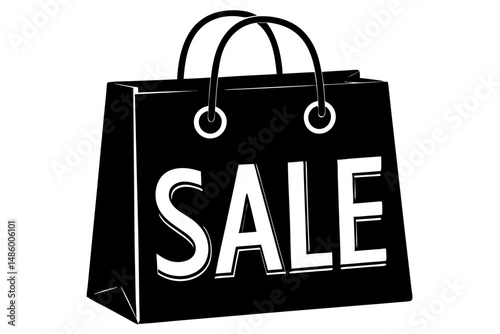 Sale bag black shopping silhouette vector illustration