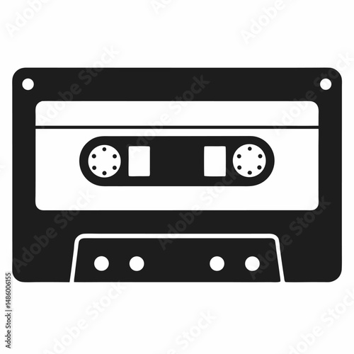 Cassette tape retro vintage mixtape resume black icon on white background.