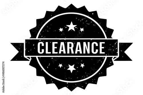 Clearance badge with stars silhouette vector illustration
