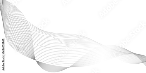 Abstract grey  wave line texture background, abstract interlacing lines and points digital connection of elements, abstract smoke on black wave line background.