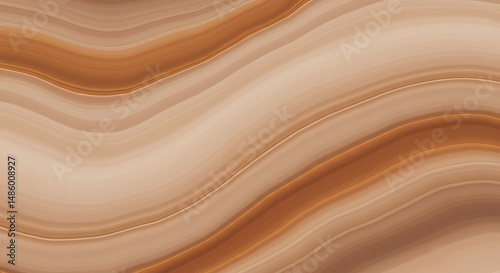 A smooth and elegant abstract background featuring flowing, layered waves in a warm palette of brown, caramel, and beige, creating a sense of gentle movement.