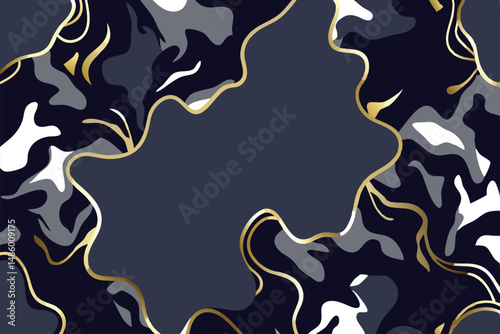 Abstract navy and gold patterned background design with transparent elements