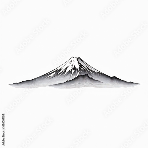 Textured Line Art Mount Fuji