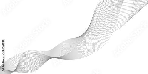 Abstract grey  wave line texture background, abstract interlacing lines and points digital connection of elements, abstract smoke on black wave line background.