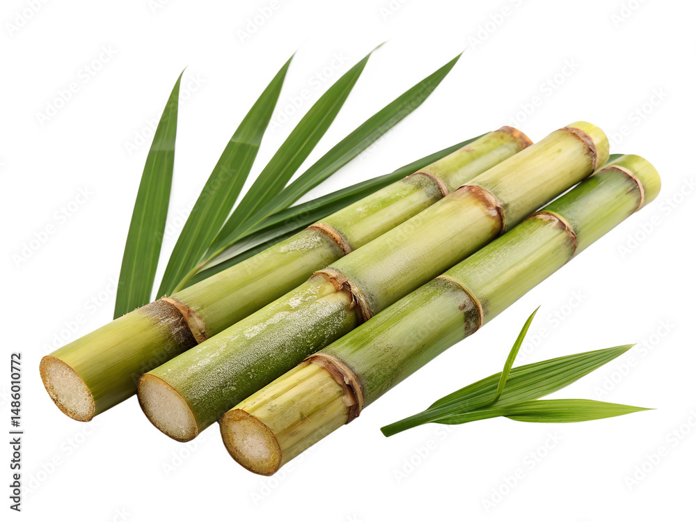 Obraz premium Bamboo isolated on a white background with a mix of military-themed elements like bullets and cartridges ai generated