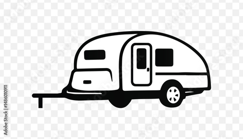 caravan silhouette bold lines illustration, icon