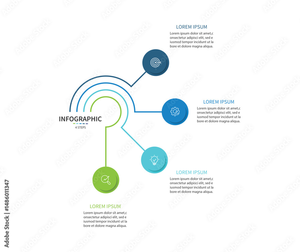 Vector infographic label design with circle infographic template design and 4 options or steps.