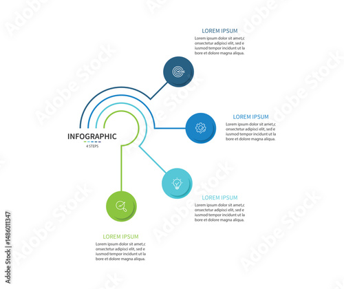 Vector infographic label design with circle infographic template design and 4 options or steps.