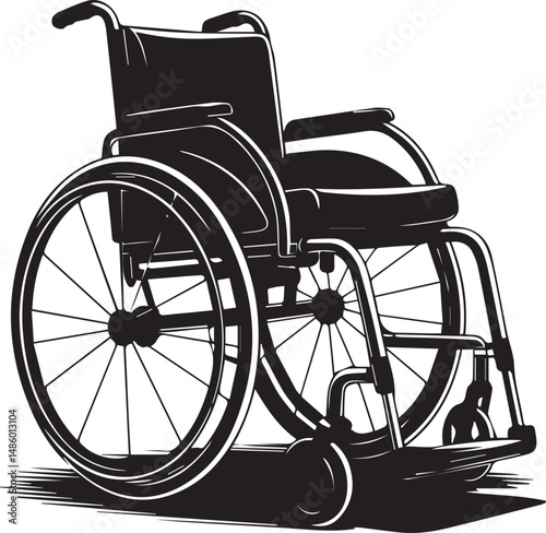 Dynamic Wheelchair Illustration with Shadow Mobility Aid Graphic