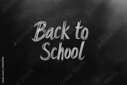 Back to school chalkboard art: academic start of the year inspiration in white chalk on black background