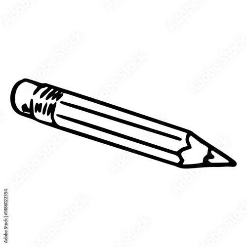 Black and white drawing of a pencil icon