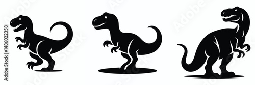 black silhouette vector set of dinosaurs